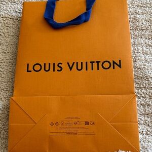Louis Vuitton Orange Shopping Bag with Blue Ribbon Handle